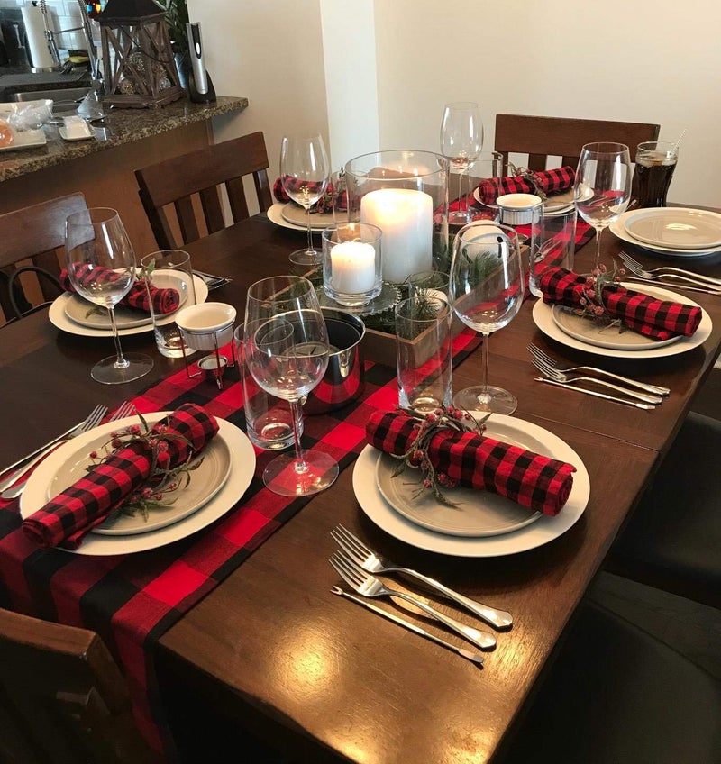 B.Cool B-COOL Buffalo Plaid Table Runner Black Red Checked Table Runner 2 Packs 13x108 Inch Christmas Holiday Plaid Table Runners Xmas Table Decorations - Image 4
